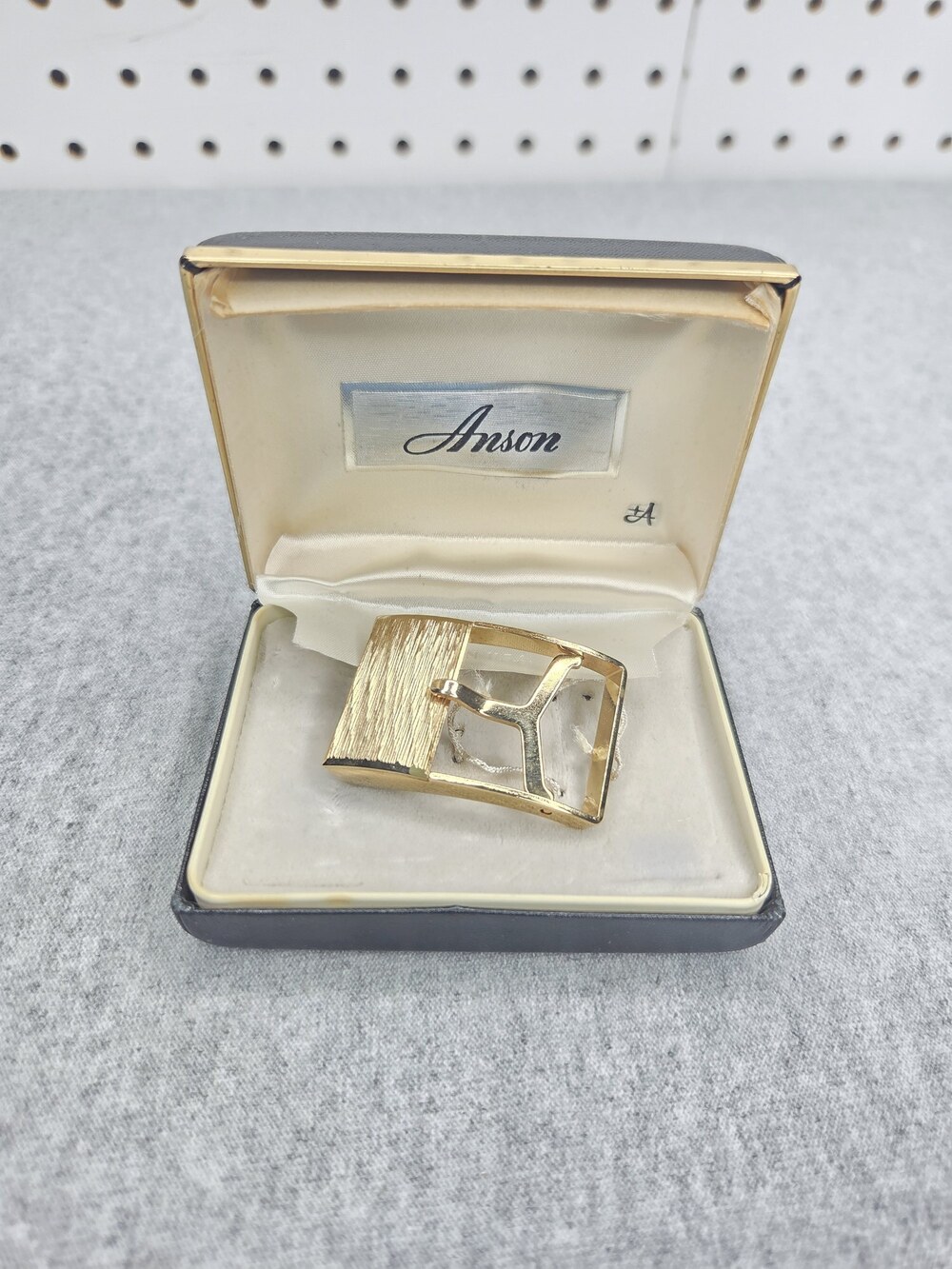 Vintage Anson Gold Tone Dress Belt Buckle in Original Box Never Worn Made USA